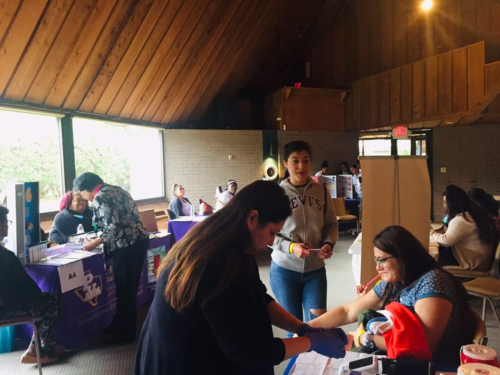 Volunteers distributing food at a community event